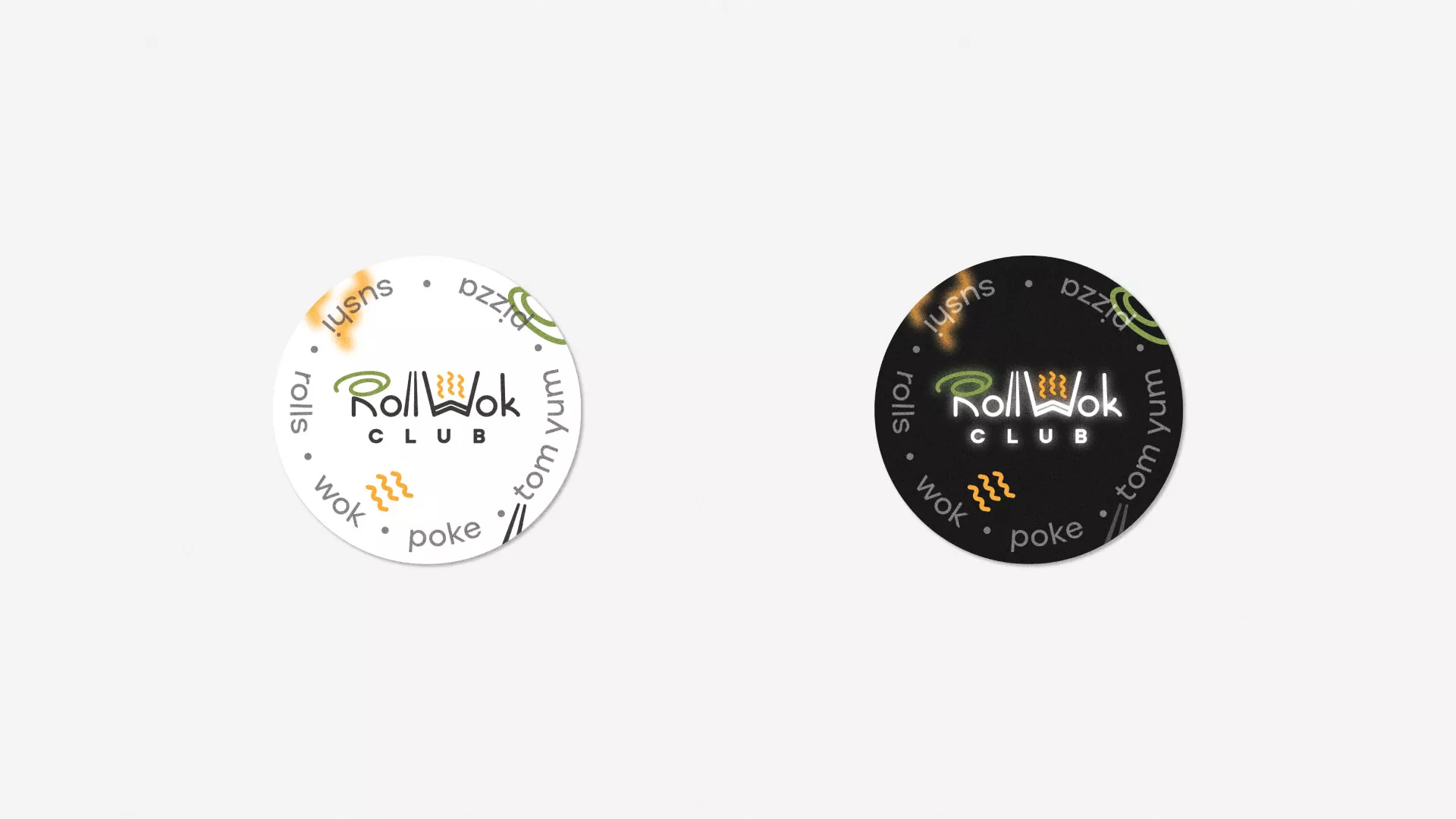 Разработка наклеек для суши-бара «Roll Wok Club» в Ужуре